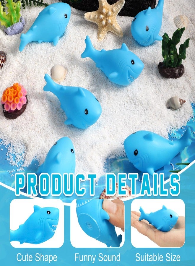 VICROIC 12 PCS Rubber Sharks, Blue Shark Floating Bath Toys, Cute Squeezable and Squeak Sharks for Baby Shower Pool Birthday Party Favors Cake Decoration Classroom Prizes - Image 3